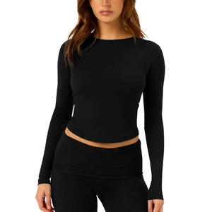 Conjunto Deportivo Personalizado LVD455 para Mujer, <span class=keywords><strong>Camiseta</strong></span> Deportiva de Compresión, Pantalones Cortos de Yoga con Cintura Elástica, Conjuntos de Yoga - Product Image 4