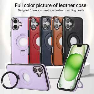 Custodia in pelle di moda con anello magnetico con supporto 360 custodia per telefono per <span class=keywords><strong>iPhone</strong></span> 15 Pro Max in Stock per <span class=keywords><strong>iphone</strong></span> 16 15 14 spedizione gratuita - Product Image 2
