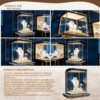 Table de présentation de bijoux de luxe GZowin |   Plateau en marbre Calacatta avec cadre en aluminium |   Vitrine en verre avec éclairage LED |   Personnalisable