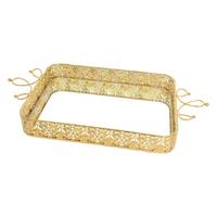 Plateau miroir en métal et verre de style moyen-oriental pour fruits, plateau de présentation créatif pour table basse, vente en gros transfrontalière Chine