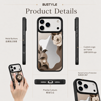 Étui de téléphone miroir personnalisé haut de gamme avec support magnétique ou sangle pour téléphone, coffret cadeau, illustration personnalisée pour iPhone 16 17 18 Pro Max