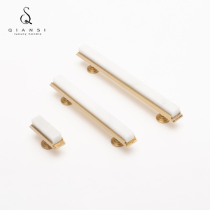 Hot bán màu xanh lá cây trắng tự nhiên bằng đá cẩm thạch Brass ngăn kéo núm kéo tủ quần áo cửa tủ xử lý cho nhà bếp tủ quần áo phòng ngủ phòng tắm - Product Image 1