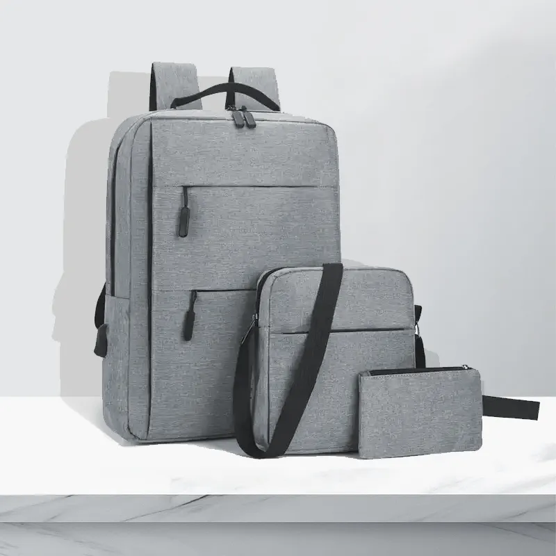 POP DUCK Wholesale Fashion Trendy Unisex Business 3 Pieces Laptop Bags Custom College School Backpack