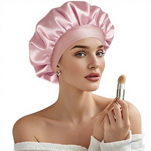 Bonnet <span class=keywords><strong>de</strong></span> nuit élastique rayé en satin imitation soie pour femme, à large bord, pour soins capillaires et beauté, toutes saisons, pour le marché international - Product Image 1