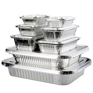 Aluminium Foil Containers Suppliers CB11 Hot Sale 300ml Tinfoil Box 160x110x27MM Aluminum Foil Container Thicken Food Foil Packaging Lid Airplane Airline Meal Tray