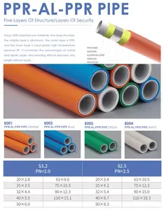 Tubo idraulico ad alta pressione Ppr tubi di plastica di alimentazione dell'acqua Ppr tubi di plastica in alluminio