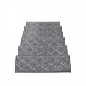 Alfombra antideslizante gris para escaleras interiores de 9x28 pulgadas con bordes suaves para escalones de madera con base antideslizante - Product Image 1