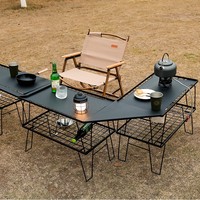 Étagères portables en acier allié robuste, meubles d'extérieur, ensemble de table et de chaises de pique-nique pour le camping et la cuisine, étagères de rangement