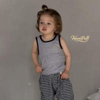 Pantalon Harem Ample à Taille Élastique et Chevilles Manchettées pour Bébé, Motif Ours à Carreaux Gingham, Entrejambe Basé, pour Tout-Petits Garçons et Filles, 43% Rayonne