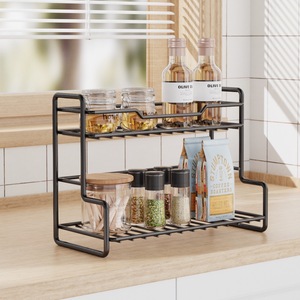 Portaspezie da Cucina a Due Livelli, Organizzatore di Spezie in Metallo Autoportante, Salvaspazio, Senza Foratura, Scaffale per Ripostiglio da Bancone - Product Image 4