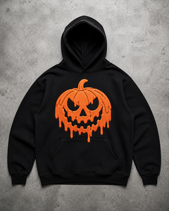 Sweat à capuche premium personnalisé 350G épais avec impression artistique de citrouille fondante pour les marques de streetwear, fournisseur OEM - Product Image 1