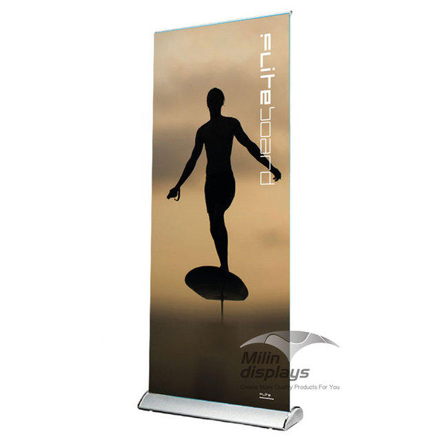 High Quality With Fabric Printed Graphic Aluminum Wide Base Pull Roll up Banner Stand