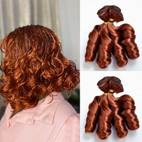 Extensions de cheveux synthétiques pré-étirées bouclées à la française, double trame, à clipser, pour femmes, orange