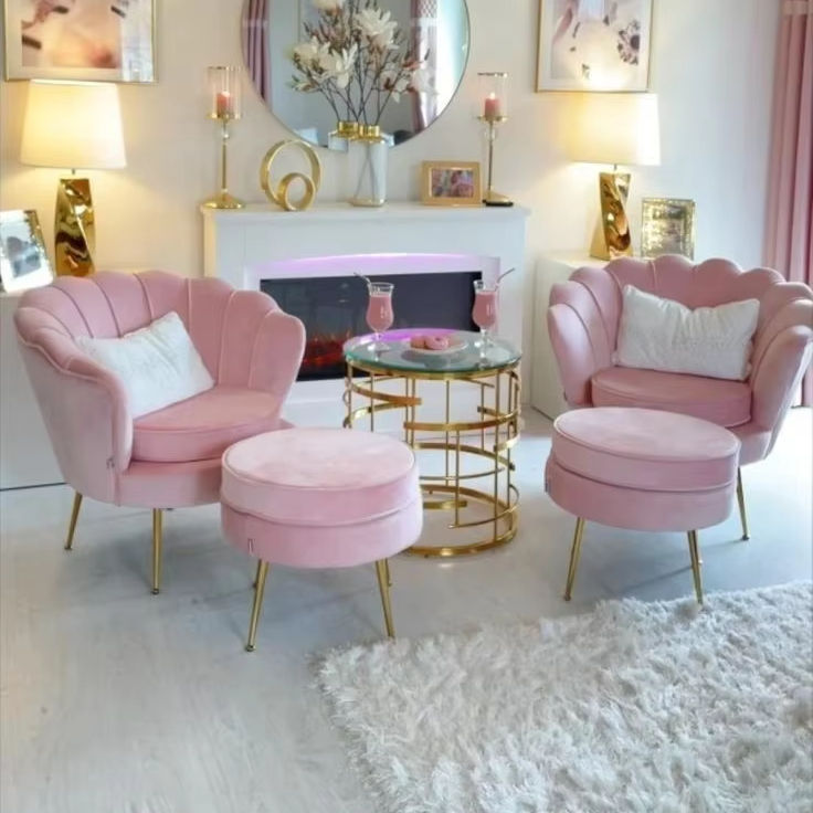 Barber Shop Lip Shape Waiting Sofa for Nail Salon Customer Chair