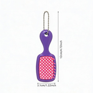 Mini brosse à cheveux 3D de haute qualité avec coussin, démêlante et massante, porte-clés et pendentif de sac - Product Image 6