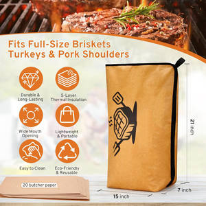 Wide Mouth Reusable 5-Layer Insulated Tyvek Eco-Friendly Smoker Bag Custom BBQ Meat Resting Blanket Hanging Loops Great Birthday - Product Image 2