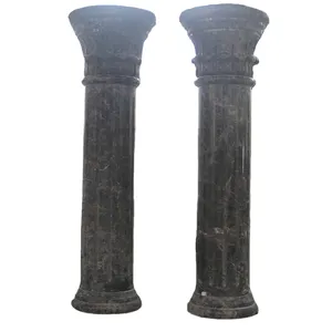 La mejor columna de mármol de color oscuro, diseño de pilar de soporte de puerta redonda