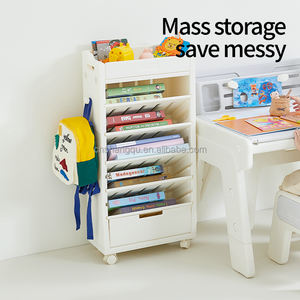 Estantería para niños con ruedas, mesa giratoria móvil de plástico para <span class=keywords><strong>el</strong></span> hogar, estantería multicapa para libros, estantería para niños - Product Image 2