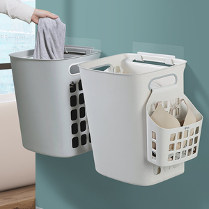 SONDUO New Style High Quality Plastic <strong>Wall</strong> Mounted Laundry Organizer Container Dirty Clothes <strong>Storage</strong> <strong>Basket</strong> With Handle - Product Image 2