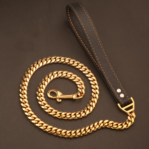 Wholesale 14mm Gold Stainless Steel Pet Cuban Link Chain Personalized <strong>Pitbull</strong> <strong>Dog</strong> <strong>Collar</strong> Lace Decoration Solid Gold <strong>Dog</strong> Leash - Product Image 3