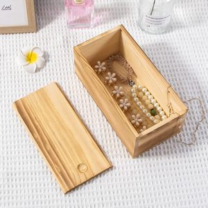 Boîte de rangement en bois avec couvercle coulissant, en pin rustique, pour artisanat <span class=keywords><strong>DIY</strong></span>, organiseur de <span class=keywords><strong>bureau</strong></span>, 7,8 pouces - Product Image 2