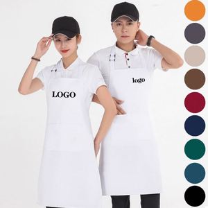 Delantal de algodón con logotipo personalizado para hombre y mujer, negro, blanco, rosa, para restaurante, barbacoa, cocinero, ropa de cocina con bolsillo - Product Image 1