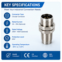Connecteur circulaire en laiton usiné CNC étanche IP67, prise de panneau à verrouillage fileté, pièces de précision OEM ODM