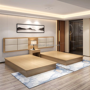 Low Cost Hotel Furniture <b>Set</b> 3 Star Hotel Guest Room Twin <b>Bed</b> Customized Double <b>Single</b> Wood Base Platform <b>Bed</b> Frame - Product Image 1