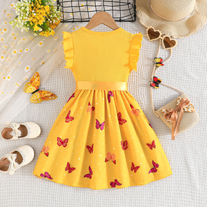 Girls' Animal Print Summer Dress 4-7 Years <b>Old</b> Cotton/Polyester Lace Sleeveless Princess Style Breathable Eco-Friendly - Product Image 2