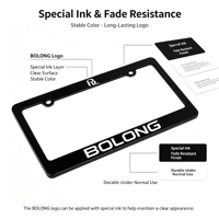 Cadre de plaque d'immatriculation en plastique ABS standard américain, fabrication directe BOLONG, logo personnalisé OEM, support de plaque d'immatriculation de voiture, commande en gros