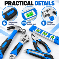 Ensemble d'outils de réparation ménagers de 13 pièces avec perceuse sans fil 12V, ruban à mesurer de 3 m et couteau utilitaire, kit d'outils électriques pour la vente en gros
