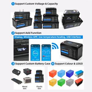 Estoque na UE Bateria de Reposição de Íon de Lítio 12V 200Ah LFP LiFePO4 Sistema de Armazenamento Caixa de Células Recarregáveis de Íon de Lítio 24V - Product Image 1