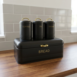 Juego de Recipientes Herméticos de Metal Negro para Almacenamiento de Alimentos, 4 Piezas, para Café, Té, Azúcar, Recipientes de Cocina - Product Image 3