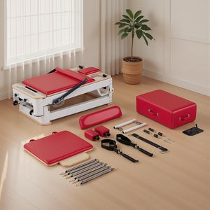 Máquina de Reformer Plegable y Portátil CZFITT con Barra de Pies Ajustable, de Aluminio Blanco, para Uso en Estudio - Product Image 5