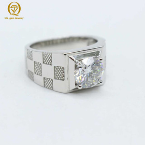 Bague pour homme en or blanc 18 carats avec diamant rond personnalisé, diamant de laboratoire de haute qualité, certificat IGI, gravure intérieure gratuite - Product Image 2