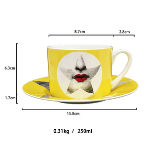 Juego de Tazas de Café de Cerámica Rústica Japonesa, Taza con Plato, Taza para Té de la Tarde, Cuchara, Apto para Lavavajillas y Microondas, Sostenible, Personalizado - Product Image 6