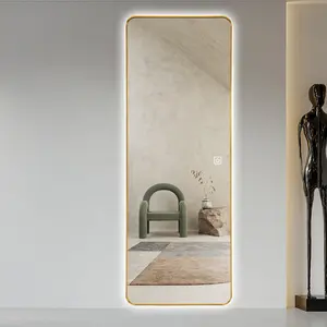 Decoratieve Luxe Gouden Frame Spiegels Home Decor Muur Volledige Lengte Spiegel Grote Vloer Spiegel Met Led Licht