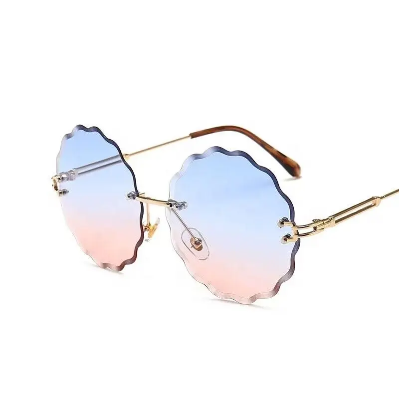 2023 New Trends Cheap Future Men Ins Sun Glasses Round Frame Flowers Sunglasses