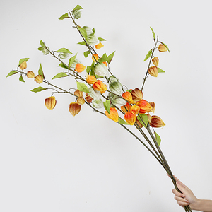 Bất động cảm ứng PU Physalis trang trí nội thất mùa thu nhân tạo CAPE Gooseberry thân cây cho nhà dàn dựng đám cưới trung tâm ảnh đạo cụ - Product Image 3