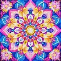 Peinture de mandala 5D DIY faite à la main avec des cristaux, peinture de fleurs en perles encadrée avec un cadre carré pour la décoration murale de la maison