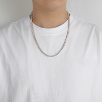 Collier tendance hip-hop pour homme SC036, chaîne tennis en acier inoxydable 18 carats, 4 mm, avec fermoir et motif géométrique en zircon