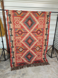Tribal Geometrischer Handgefertigter Moderner Kelim-Teppich Boho Farmhaus Läufer Teppich Rustikaler Fleckenresistenter Rutschfester Bodenbelag Flur-Dekoration - Product Image 5