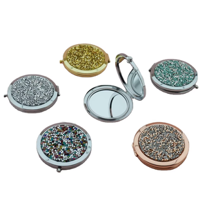 Crystal Sticker Diamond Circular Double-sided Mirror, Portable Mini Pocket Mirror, Small Mirror