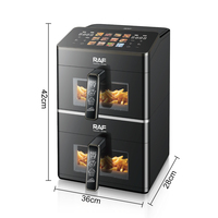 Friteuse à air verticale double tiroir RAF R.5225 1400W+1400W+500W 6.0L+6.0L, triple chauffage, écran tactile, double fenêtre, circulation d'air à 360°