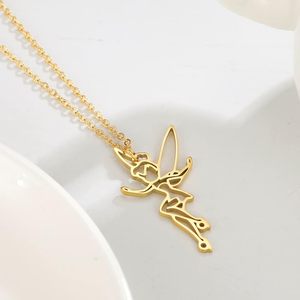 Exquisito collar de princesa Wendy <span class=keywords><strong>Tinkerbell</strong></span>, gargantilla de Ballet de bailarina mágica, joyería de acero inoxidable de moda para niñas, chapado en oro - Product Image 4