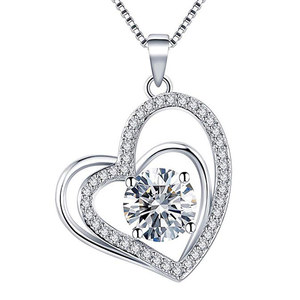 Collana con ciondolo a forma di cuore lucido, elegante ornamento per coppie, per occasioni festive - Product Image 6