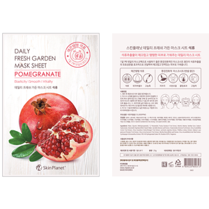 Masque en tissu quotidien Skin Planet Daily Fresh Garden à la grenade pour tous types de peau, formule nourrissante à base de plantes, fabriqué en Corée - Product Image 1