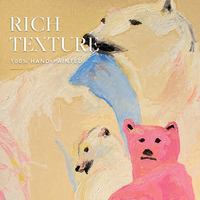Peinture à l'huile abstraite sur toile Famille d'ours, Ours polaire rose, Art populaire, Taille personnalisée, Vente en gros auprès du fabricant d'art