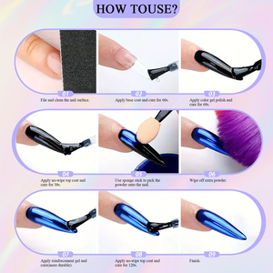Ensemble de poudre à ongles multicolores scintillantes effet aurore, pigment effet miroir chromé pour nail art DIY et manucure en salon - Product Image 3