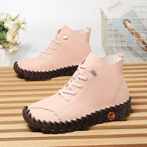 Chaussures pour femmes faites à la main, décontractées, polyvalentes, à semelle souple, grande taille, montantes, plates, en microfibre simple couche, couleur bœuf - Product Image 3